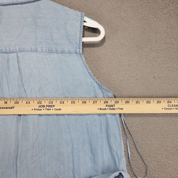 Time And Tru Maxi Dress Womens Extra Small Blue Sleeveless Chambray Button Front - Picture 7 of 10
